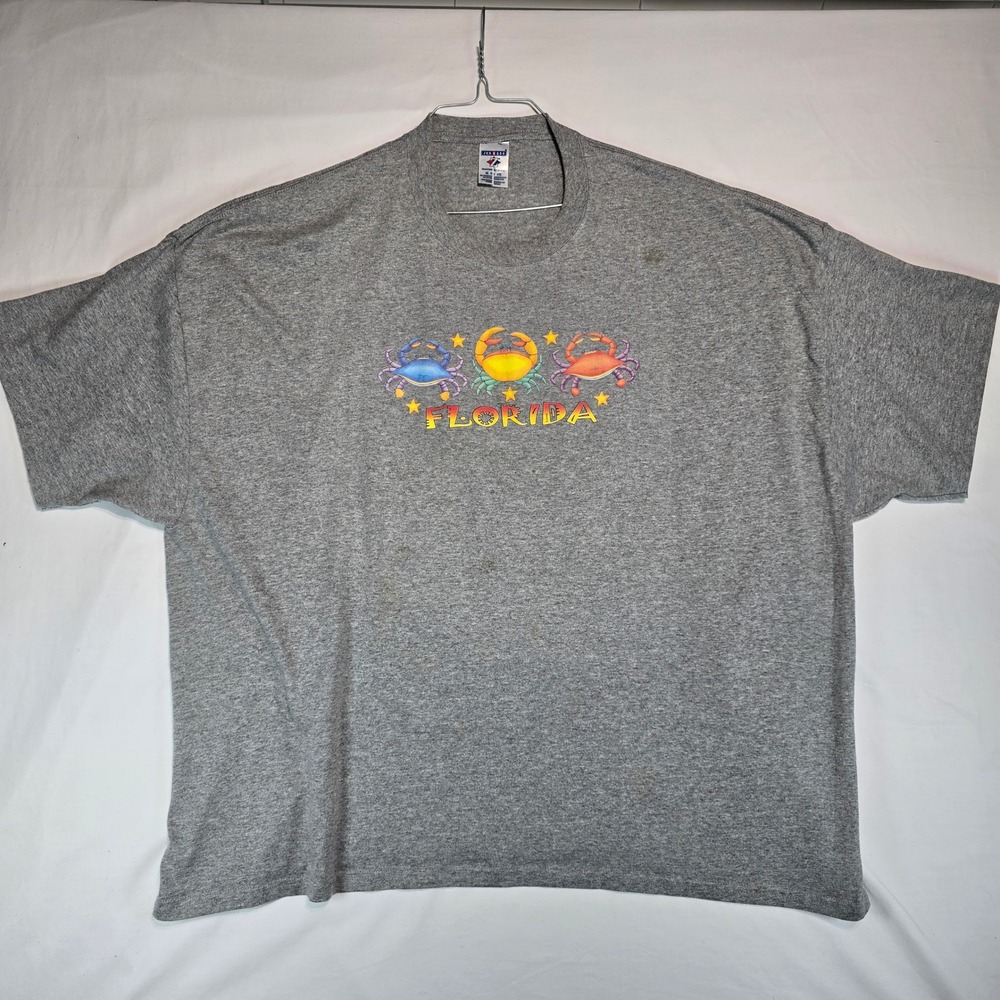 Jerzees Florida Crab Graphic T-Shirt Mens 4XL Gray Heavyweight Blend Tee